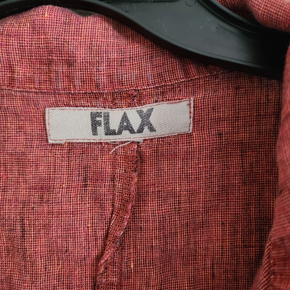 FLAX 100% Linen Button Up Jacket Blazer Brick Red Button Needs To Be Sewn On - Picture 2 of 7